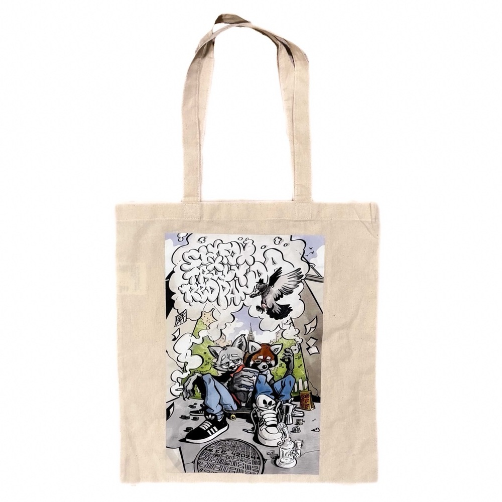 NEW - SLY FOX x Moodmats "Struly Red Panda" Graphic Canvas Reusable Tote Bag